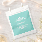 White Blume Vector auf Türkis Aquamarin Danke Geschenktütchen (Ausgeschnitten)