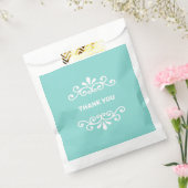 White Blume Vector auf Türkis Aquamarin Danke Geschenktütchen (Versiegelt)