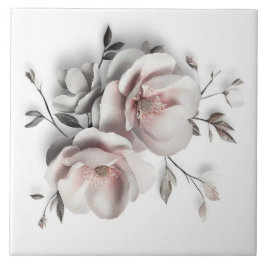 White Blush 3 D Flower Fliese