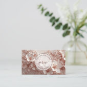 White Blush 3D Blumen Logo Initialen Visitenkarte (Stehend Vorderseite)