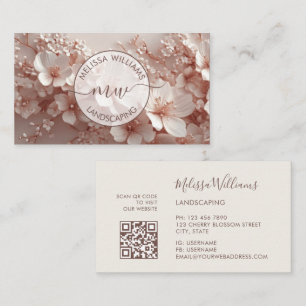 White Blush 3D Blumen Logo Initialen Visitenkarte
