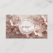 White Blush 3D Blumen Logo Initialen Visitenkarte (Vorderseite)