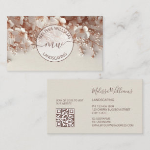 White Blush 3D Blumen Logo Initialen Visitenkarte