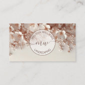 White Blush 3D Blumen Logo Initialen Visitenkarte (Vorderseite)