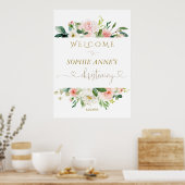 White Blush Floral Gold Weihnachten Begrüßungszeic Poster (Küche)