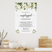 White Blush Floral Unplugged Wedding Zeremony Sign Poster (Küche)
