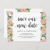 White Blush Florals, Rett unser neues Datum, versc Postkarte (Vorne/Hinten)