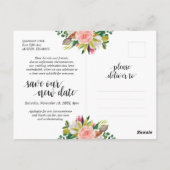 White Blush Florals, Rett unser neues Datum, versc Postkarte (Rückseite)
