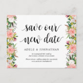 White Blush Florals, Rett unser neues Datum, versc Postkarte (Vorderseite)