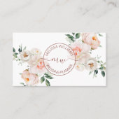 White Blush Flowers Logo Initials Visitenkarte (Vorderseite)