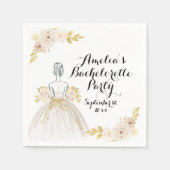 White Blush Gold Glitzer Dress Junggeselinnen-Absc Serviette (Vorderseite)