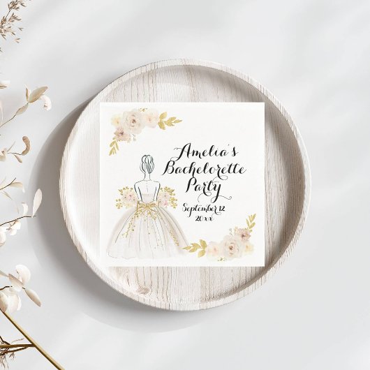 White Blush Gold Glitzer Dress Junggeselinnen-Absc Serviette