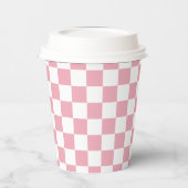 White Blush Pink Square Pattern Paper Cups Pappbecher (Links)