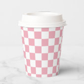 White Blush Pink Square Pattern Paper Cups Pappbecher (Rückseite)