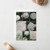 White Blushing Peony Collage Mitteilungskarte (Vorderseite/Rückseite Beispiel)