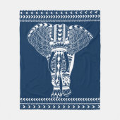 White Bohemisch Tribal Elephant Fleecedecke (Vorderseite)