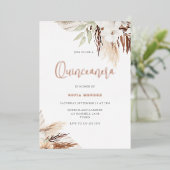 White Boho Blume Sage Quinceanera Rose Gold Folieneinladung (Stehend vorne)