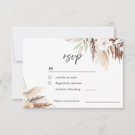 White Boho Blume zagen grüne Blätter Hochzeit RSVP Karte
