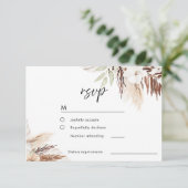 White Boho Blume zagen grüne Blätter Hochzeit RSVP Karte (Stehend Vorderseite)