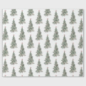 White Boho Blush Pink Grünen Weihnachtsbaum Geschenkpapier (Flach)