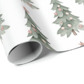 White Boho Blush Pink Grünen Weihnachtsbaum Geschenkpapier (Rolleneckpunkt)