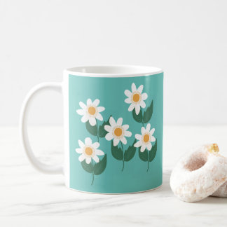 White Boho Daisy Blume Kaffeetasse