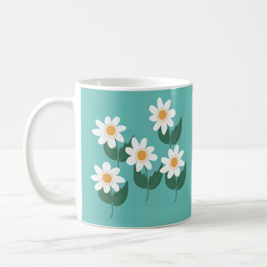 White Boho Daisy Blume Kaffeetasse (Links)