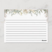 White Boho Floral Brautparty Rezept Card Postkarte (Rückseite)