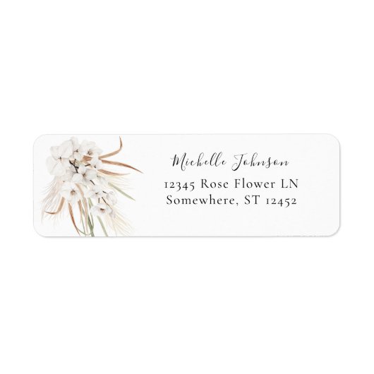 White Boho Floral Rücksendeadresse 2 (Vorne)