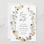 White Boho Floral Save the Date (Vorderseite)