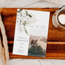 White Boho Floral Save the Date Foto