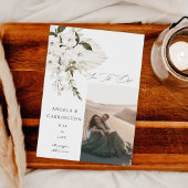 White Boho Floral Save the Date Foto