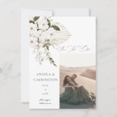 White Boho Floral Save the Date Foto (Vorderseite)