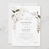 White Boho Floral Wedding Einladung V3 LN (Vorderseite)