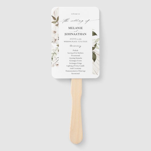 White Boho Floral Wedding Program Fächer (Vorderseite)