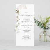 White Boho Floral Wedding Program Programm (Stehend Vorderseite)