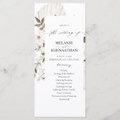 White Boho Floral Wedding Program Programm (Vorderseite)