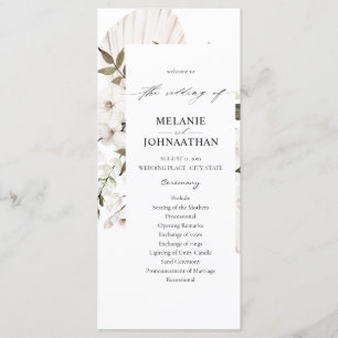 White Boho Floral Wedding Program Programm