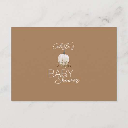 White Boho Pumpkin Baby Duschbücher für Baby Begleitkarte (Rückseite)