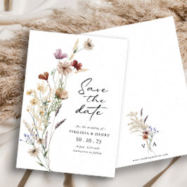 White Boho Save the Date Flat Card