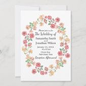 White Boho Wassercolor Blume Einladung Hochzeit (Vorderseite)