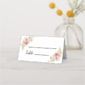 White Boho Wassercolor Blume Hochzeit Platzkarten (Vorderseite)