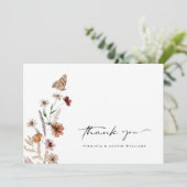 White Boho Wedding Dankeschön Karte (Stehend Vorderseite)