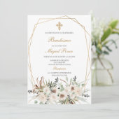 White Bohol Taufe Spanische Einladung (Stehend Vorderseite)