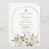 White Bohol Taufe Spanische Einladung (Vorne/Hinten)