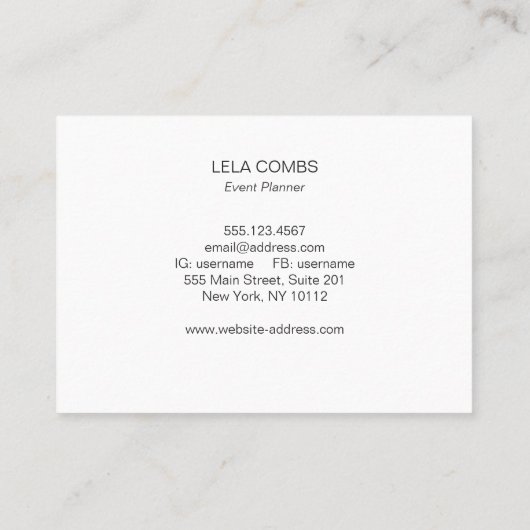 White Bokeh Glitzer Moderner Veranstaltungsplaner Visitenkarte (Rückseite)