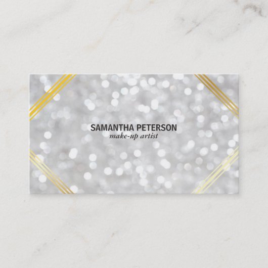 White Bokeh Gold Akzente Visitenkarte (Vorderseite)