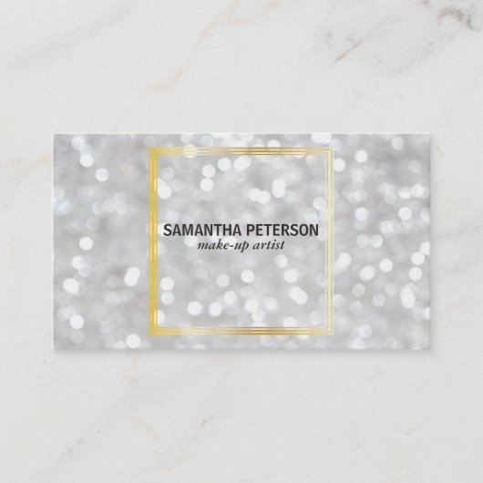 White Bokeh Gold Triple Border Visitenkarte (Vorderseite)
