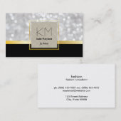 White Bokeh Golden Border Black Gold Bar Visitenkarte (Vorne/Hinten)