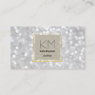 White Bokeh Golden Border Visitenkarte